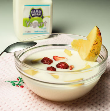 Mixed with fresh fruit